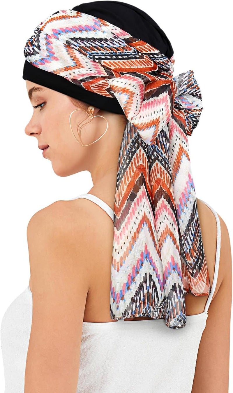 Awefeel Chemo Hats for Women – Extra Long 47" Chiffon Scarf – Soft Cancer Headwear for Hair Loss – Stylish Chemo Caps - Image 3